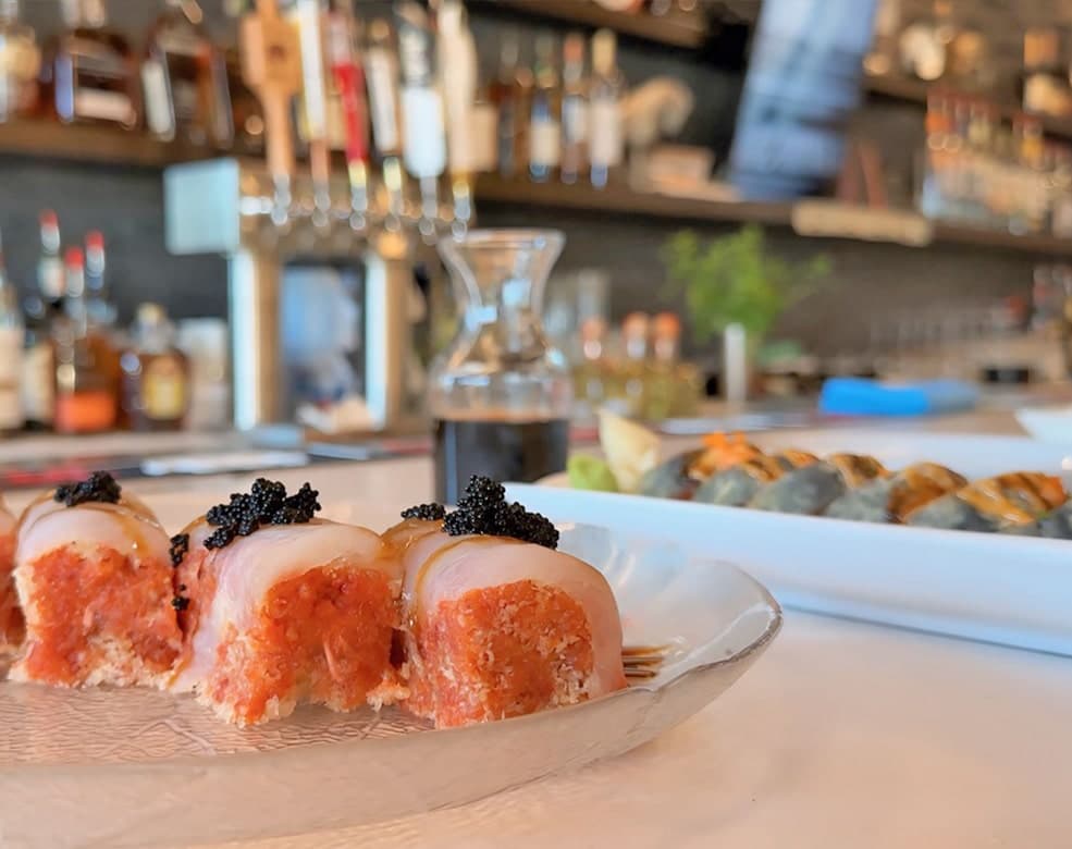 A signature sushi presentation at Lotus Restaurant